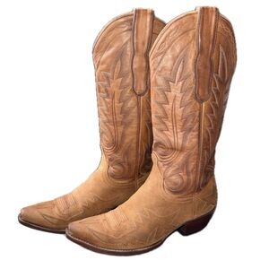 OLD GRINGO Western Cowboy Boots Tan Suede Leather Embroidered | Women's Sz 7.5B
